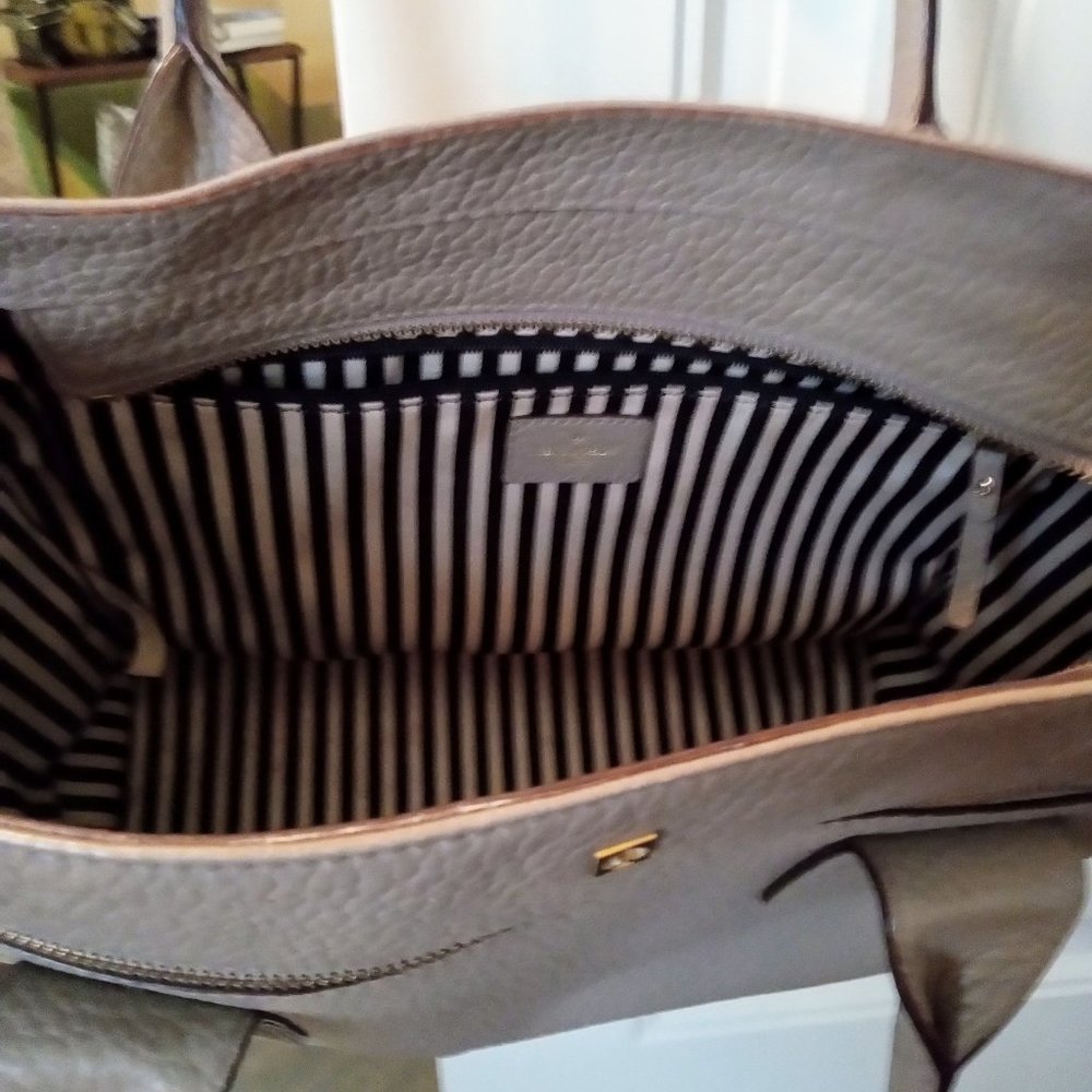 Kate Spade gray/taupe leather tote - Picture 8 of 12
